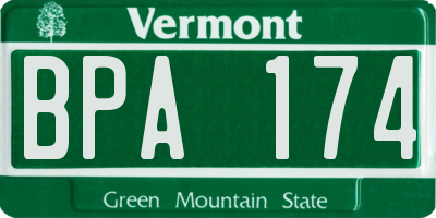 VT license plate BPA174
