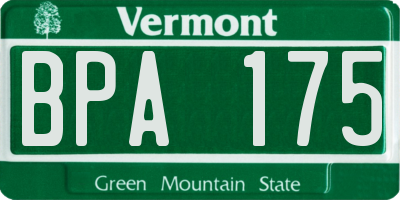 VT license plate BPA175