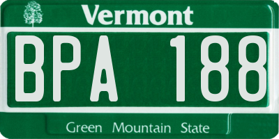 VT license plate BPA188