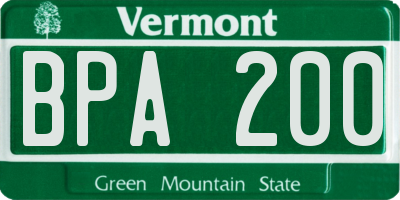 VT license plate BPA200