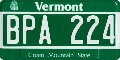 VT license plate BPA224