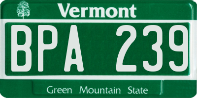 VT license plate BPA239
