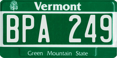 VT license plate BPA249