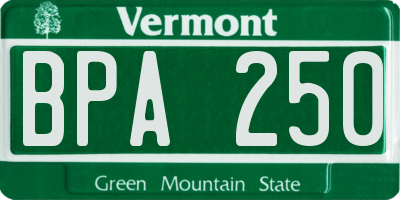 VT license plate BPA250
