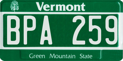 VT license plate BPA259
