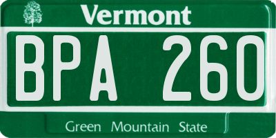 VT license plate BPA260
