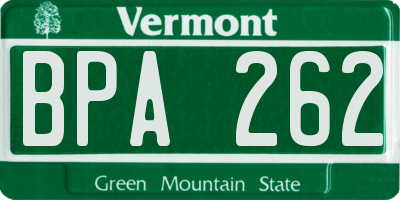 VT license plate BPA262