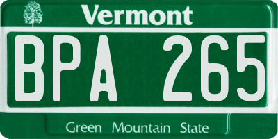 VT license plate BPA265