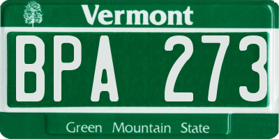 VT license plate BPA273