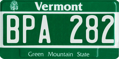 VT license plate BPA282