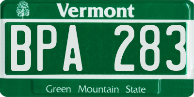 VT license plate BPA283