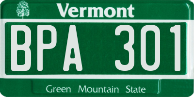 VT license plate BPA301