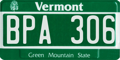 VT license plate BPA306