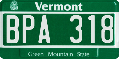 VT license plate BPA318