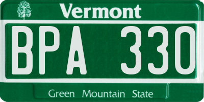 VT license plate BPA330