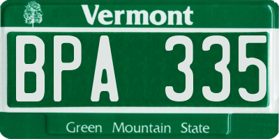 VT license plate BPA335