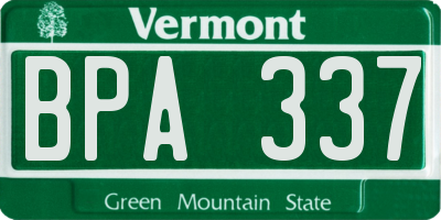 VT license plate BPA337