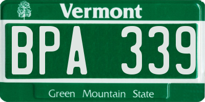 VT license plate BPA339