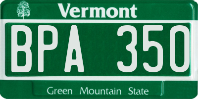 VT license plate BPA350