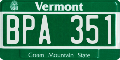 VT license plate BPA351