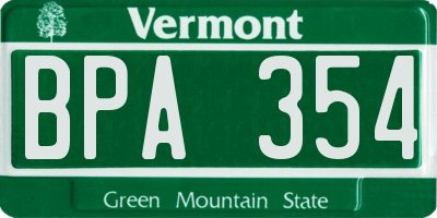 VT license plate BPA354