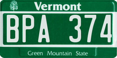 VT license plate BPA374