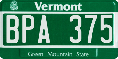 VT license plate BPA375