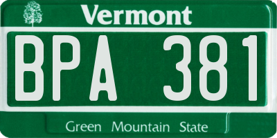 VT license plate BPA381