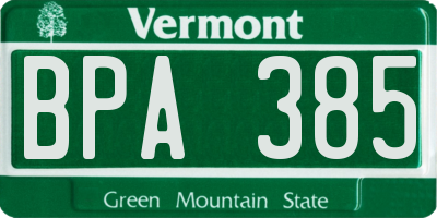 VT license plate BPA385