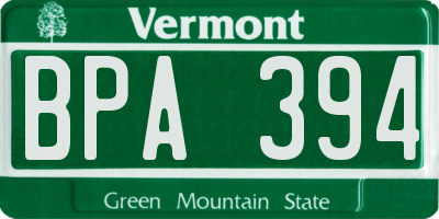 VT license plate BPA394