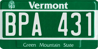 VT license plate BPA431