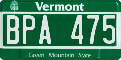 VT license plate BPA475
