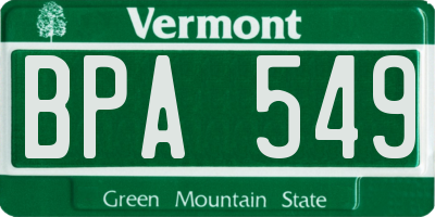 VT license plate BPA549