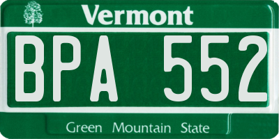 VT license plate BPA552
