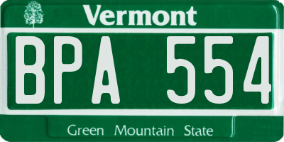 VT license plate BPA554