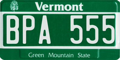 VT license plate BPA555