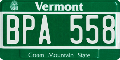 VT license plate BPA558