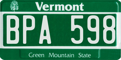 VT license plate BPA598