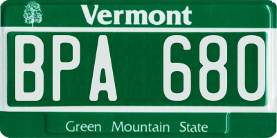 VT license plate BPA680
