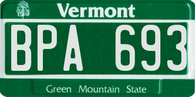 VT license plate BPA693