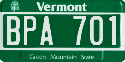 VT license plate BPA701