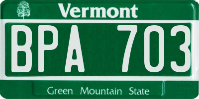 VT license plate BPA703