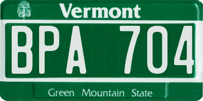 VT license plate BPA704