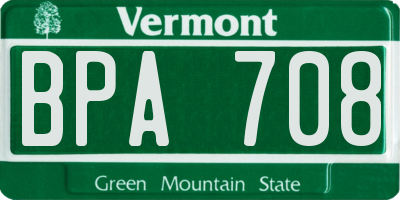 VT license plate BPA708