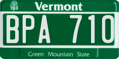 VT license plate BPA710