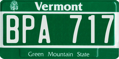 VT license plate BPA717