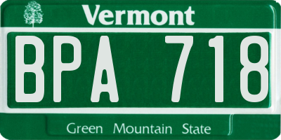VT license plate BPA718