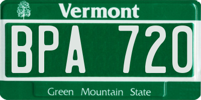 VT license plate BPA720