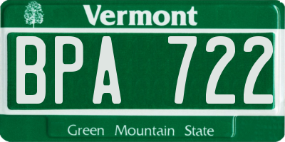 VT license plate BPA722