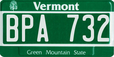 VT license plate BPA732